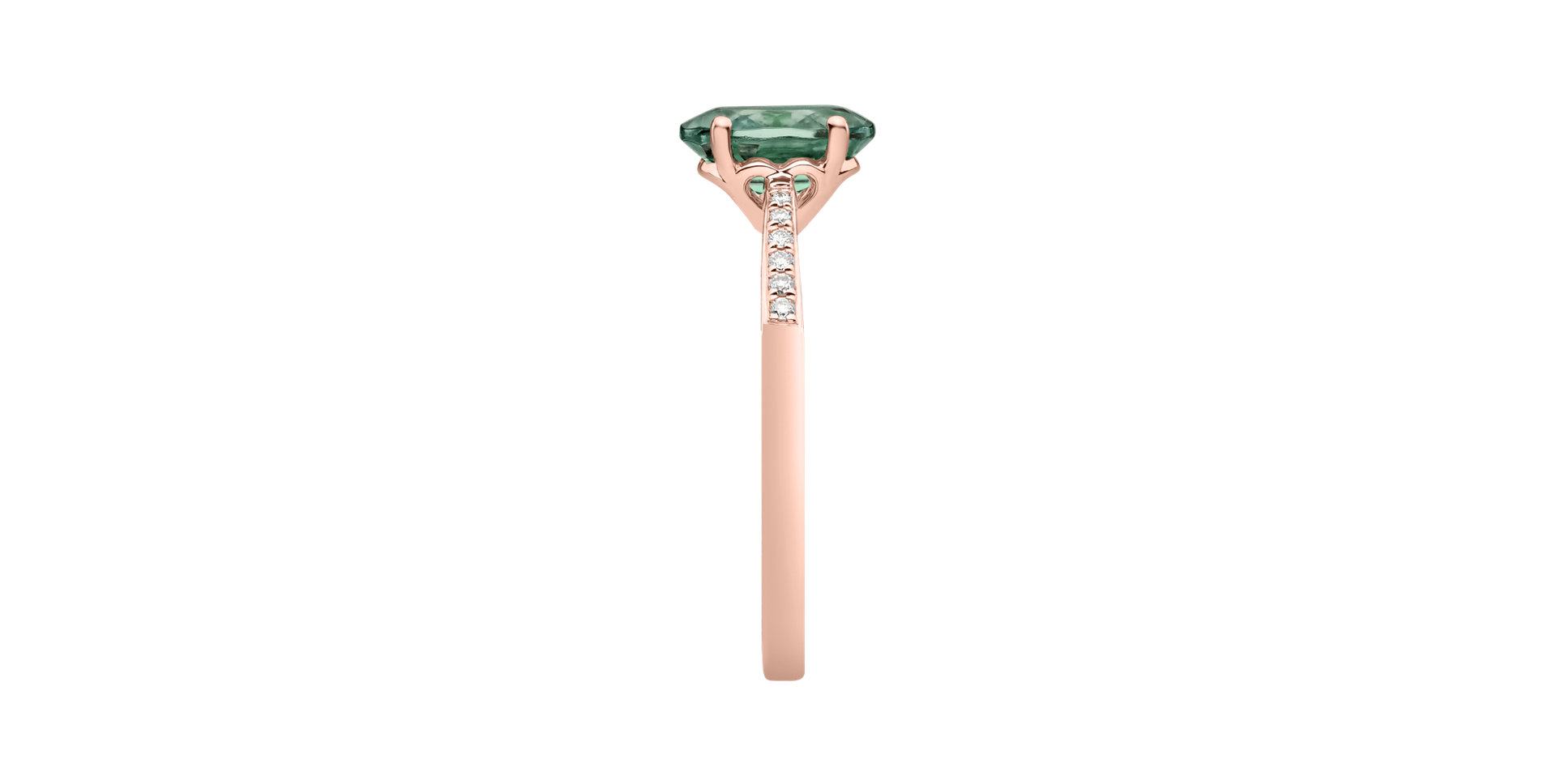 Diamond ring with Tourmaline Tyrkys Bonbon
