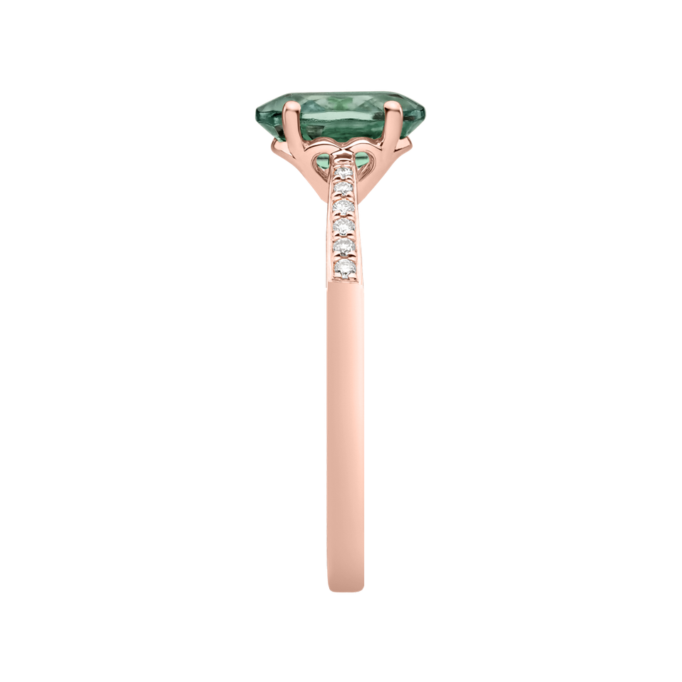 Diamond ring with Tourmaline Tyrkys Bonbon