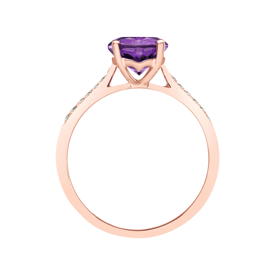 Diamond ring with Amethyst Brazil Bonbon