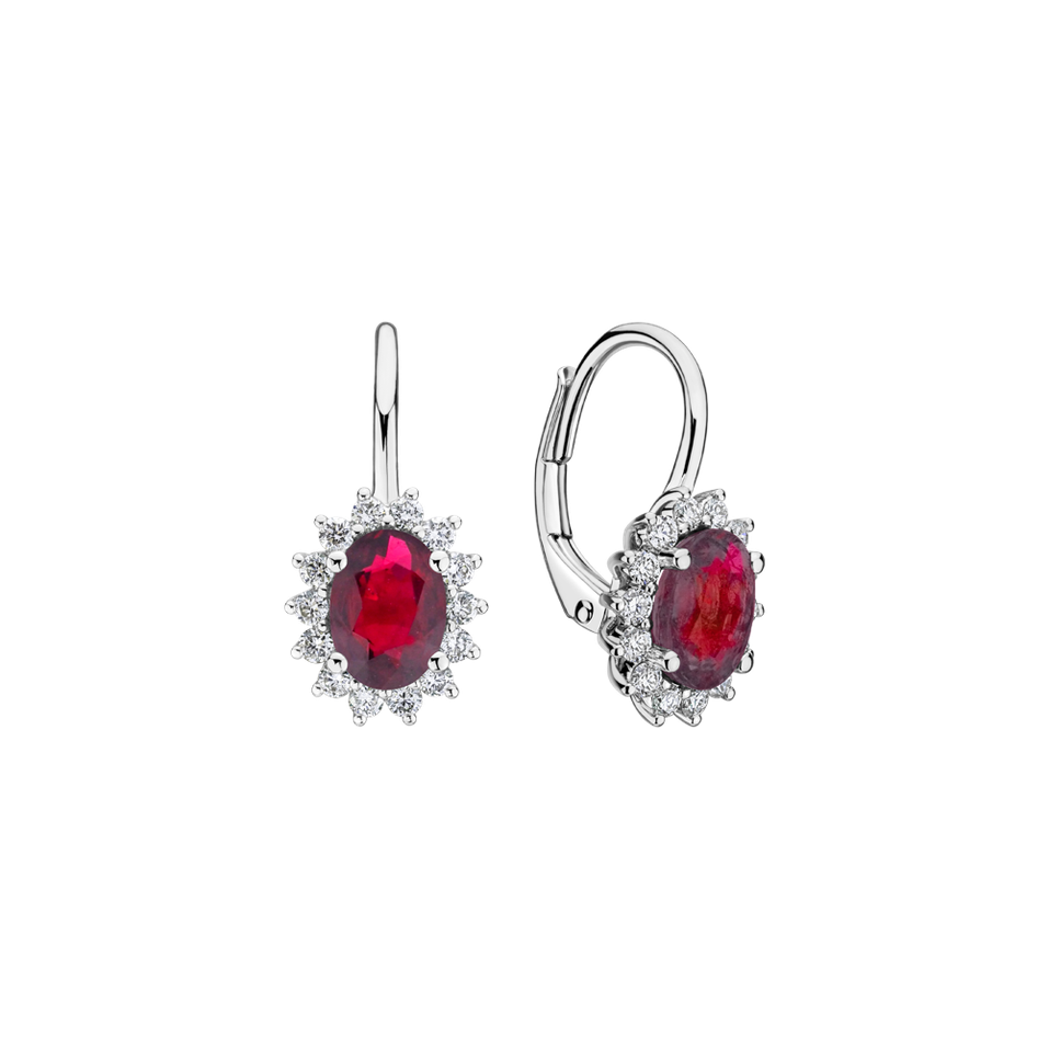 Diamond earrings with Ruby Princess