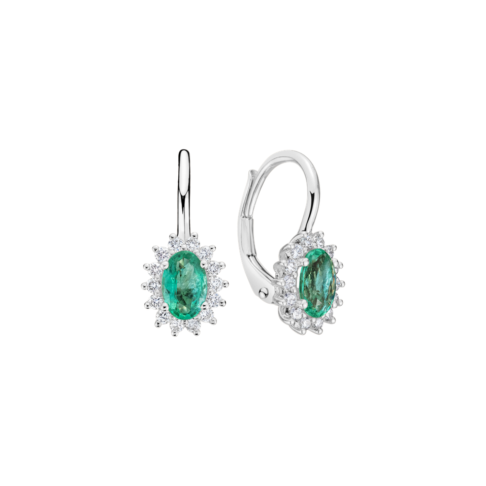 Diamond earrings with Emerald Princess