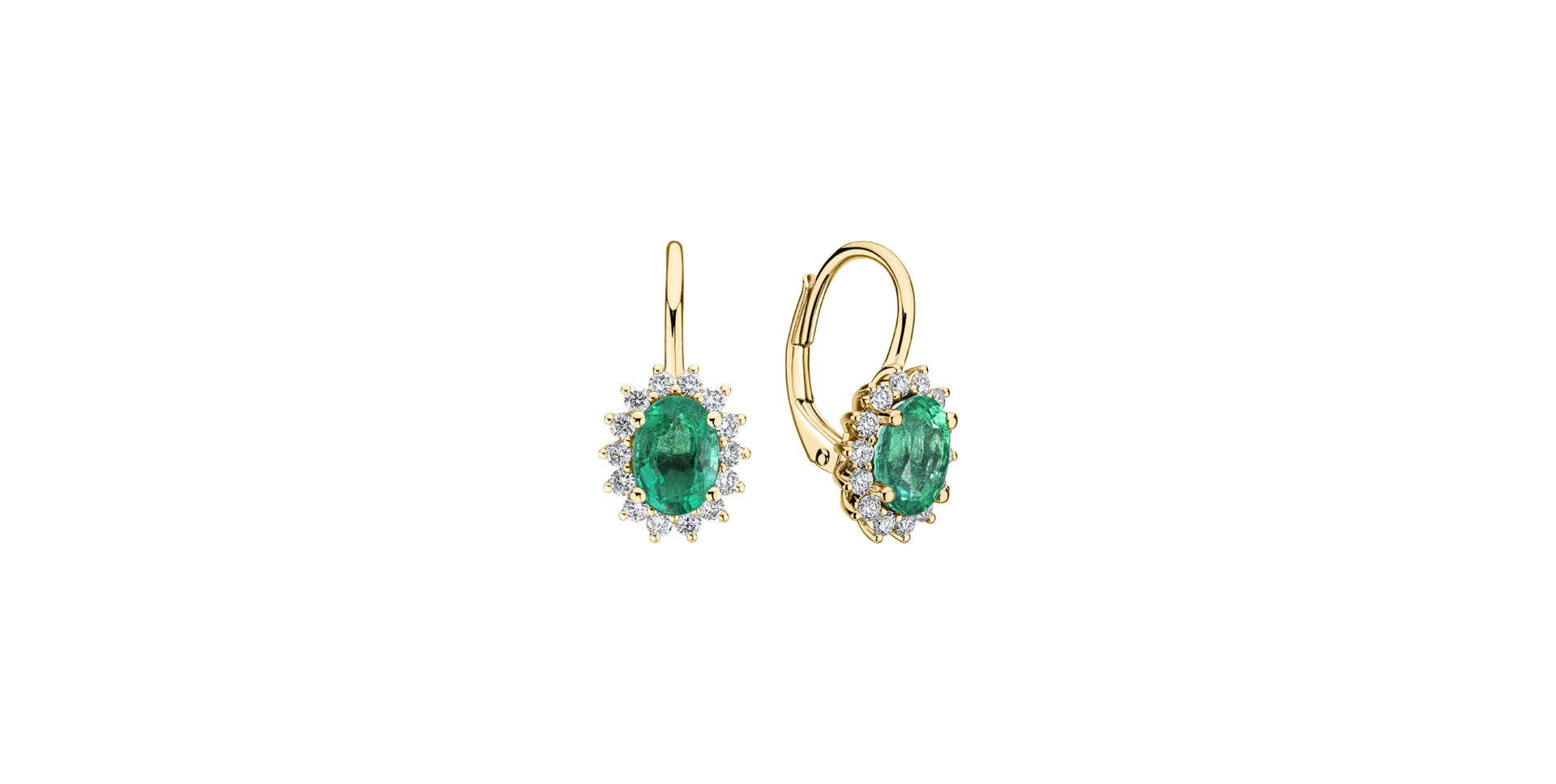 Diamond earrings with Emerald Princess