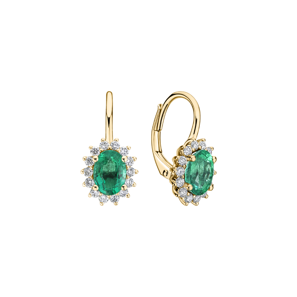 Diamond earrings with Emerald Princess