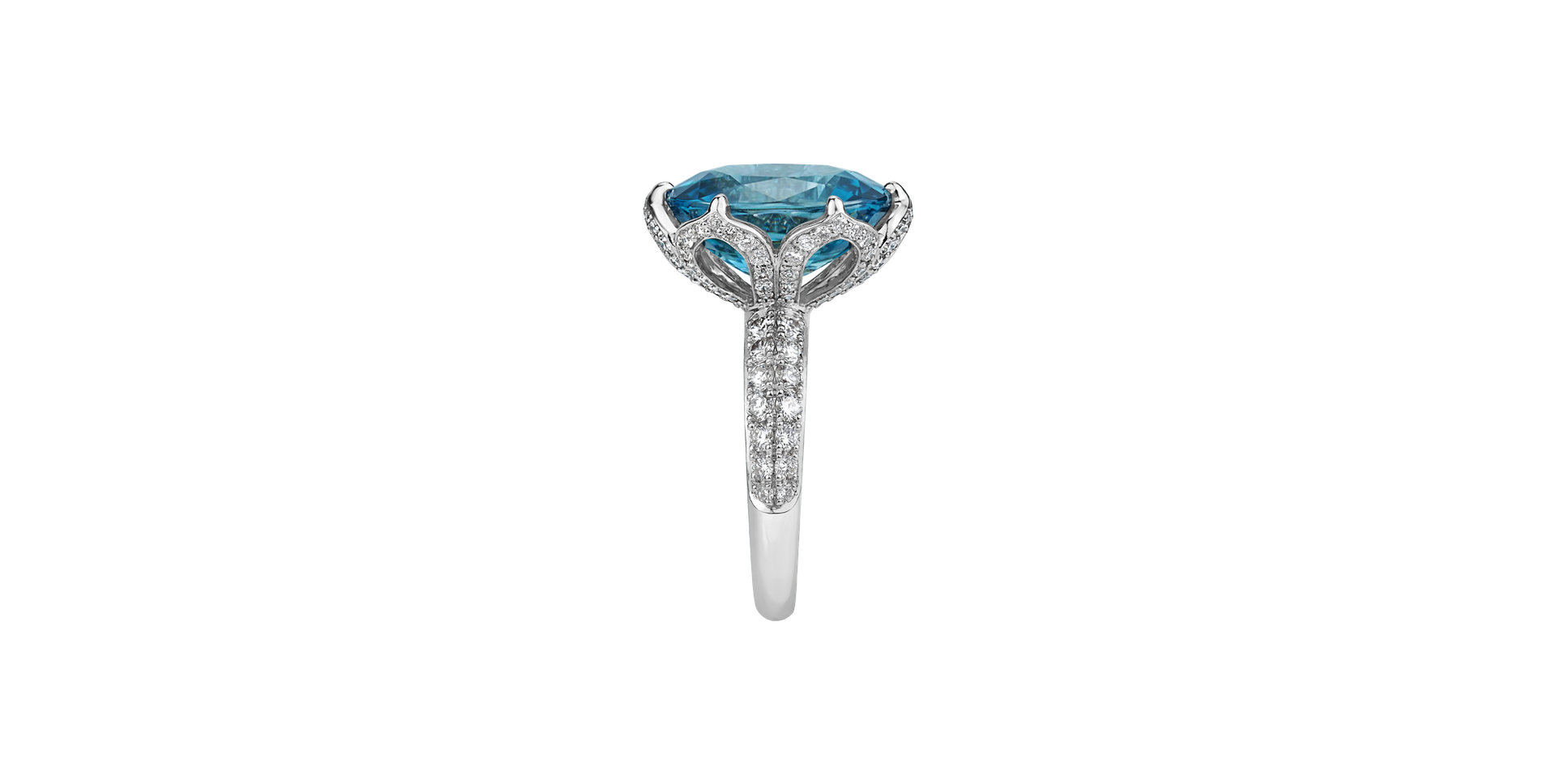 Diamond ring with Zircon Water of Life