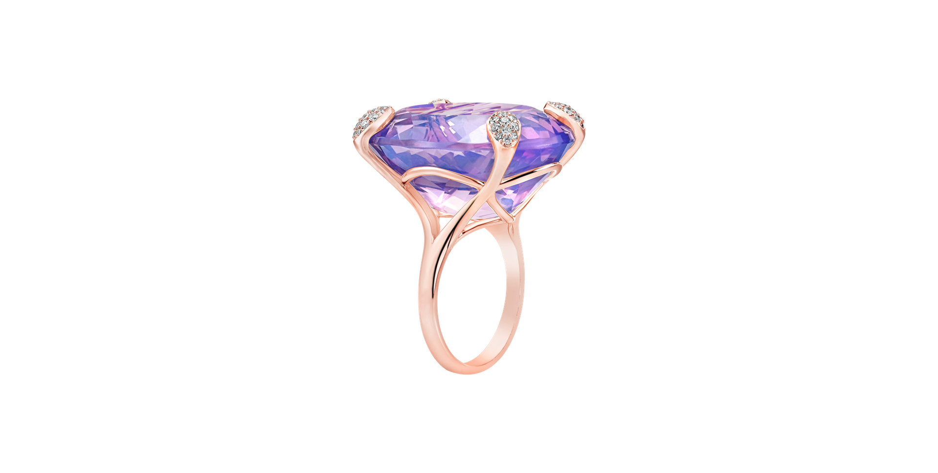 Diamond ring with Amethyst Lavender Essence