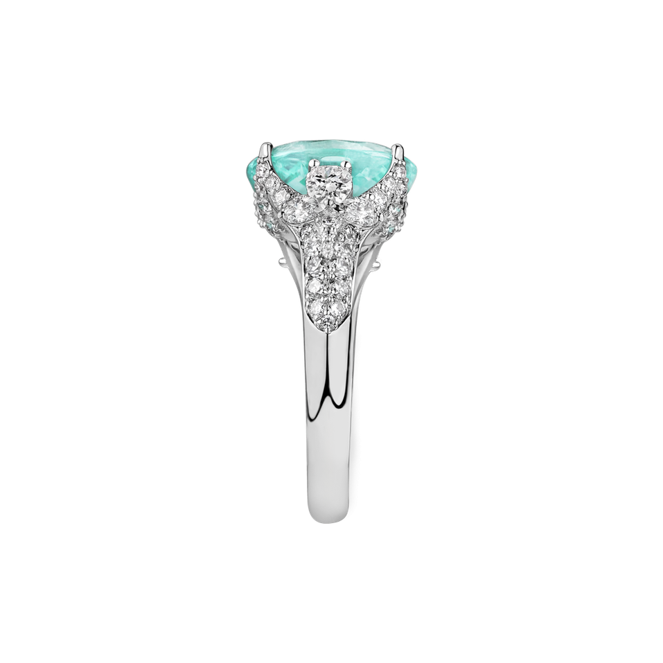 Diamond ring with Paraiba Royal Sky