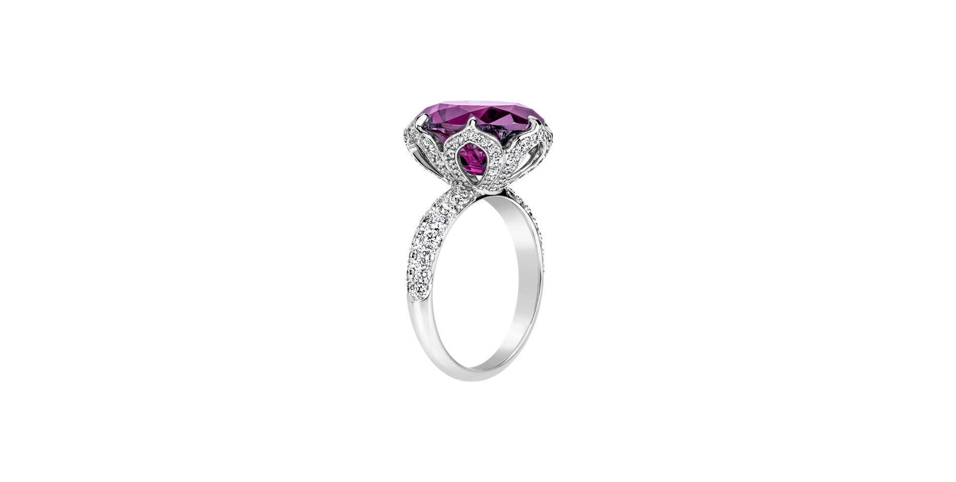 Diamond ring with Rhodolite Fire of Life