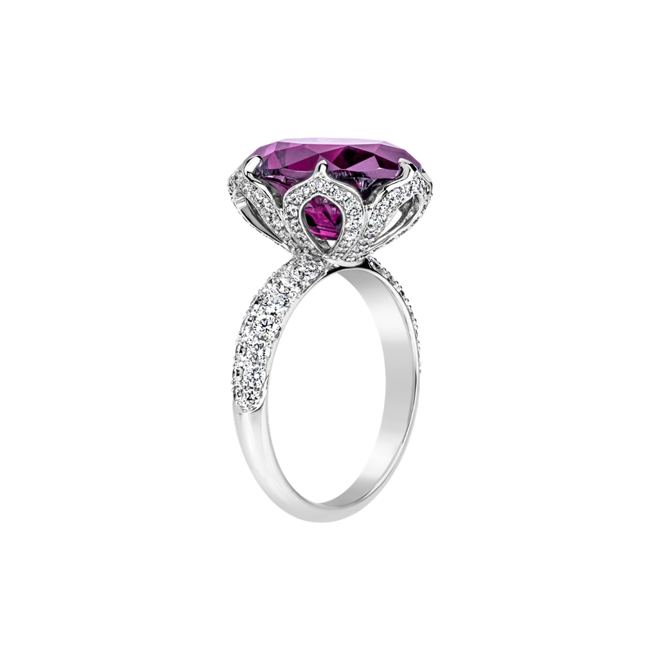 Diamond ring with Rhodolite Fire of Life