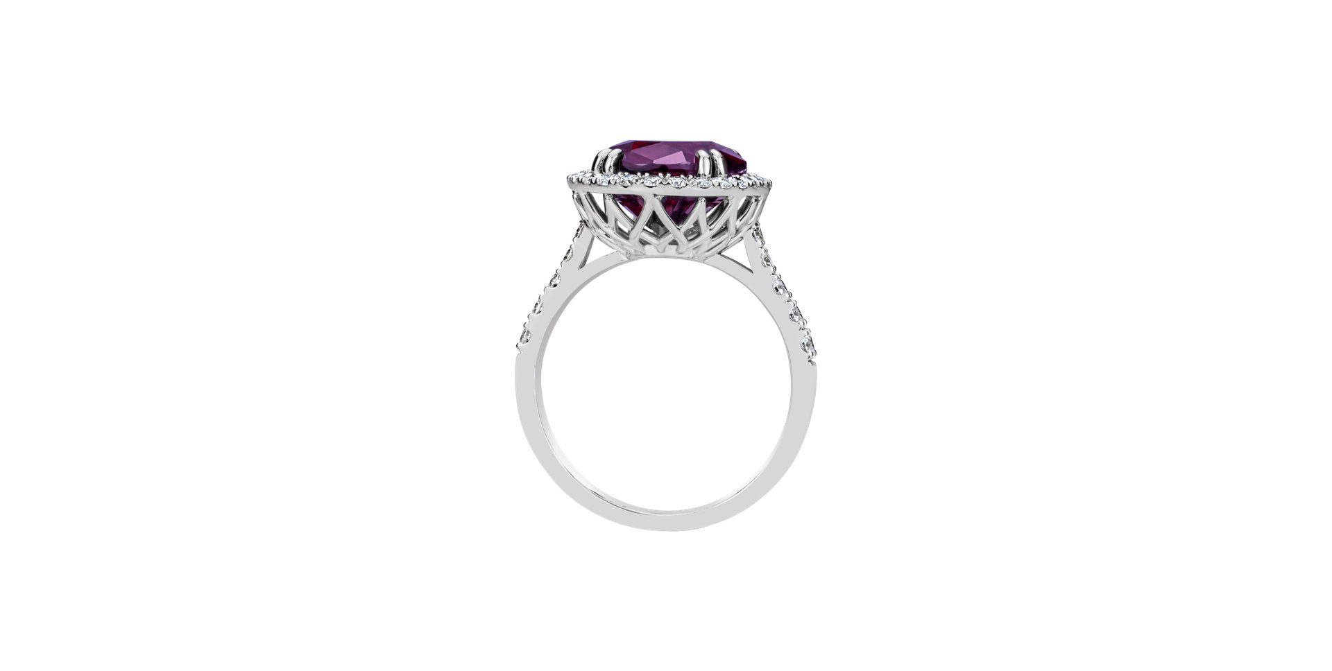 Diamond ring with Rhodolite Sigrid