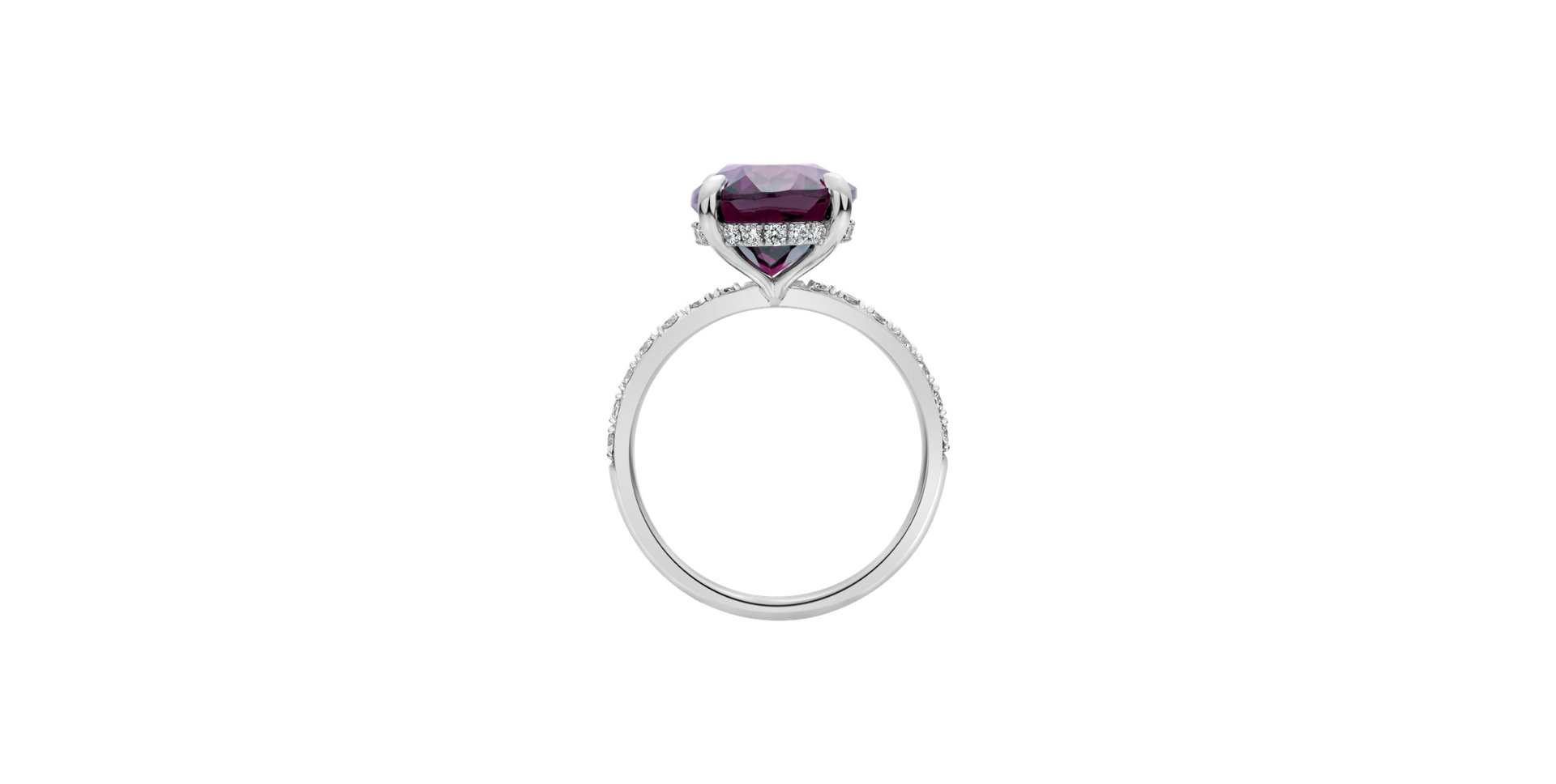 Diamond ring with Rhodolite Queen of Magic Coast