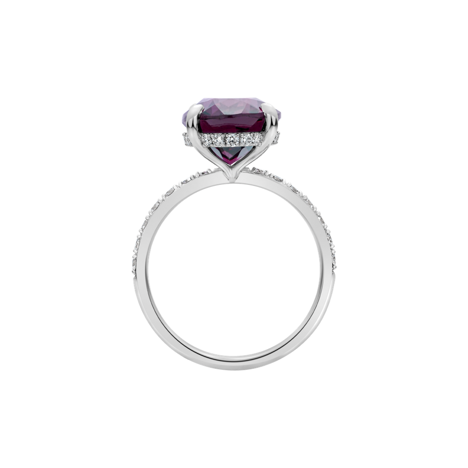 Diamond ring with Rhodolite Queen of Magic Coast