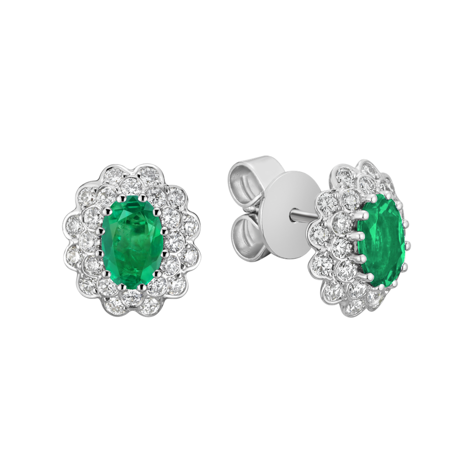 Diamond earrings with Emerald Fairy Goddess