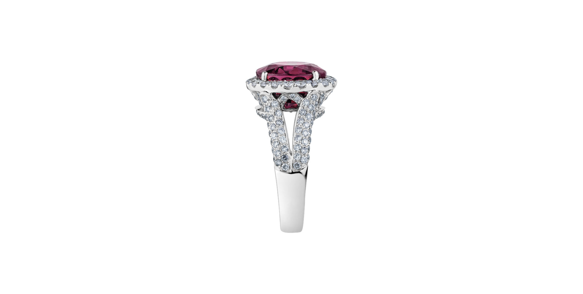 Diamond ring with Tourmaline Red Eminence