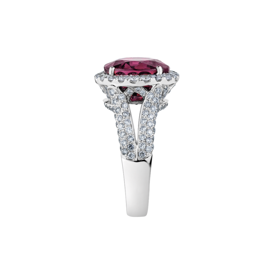 Diamond ring with Tourmaline Red Eminence