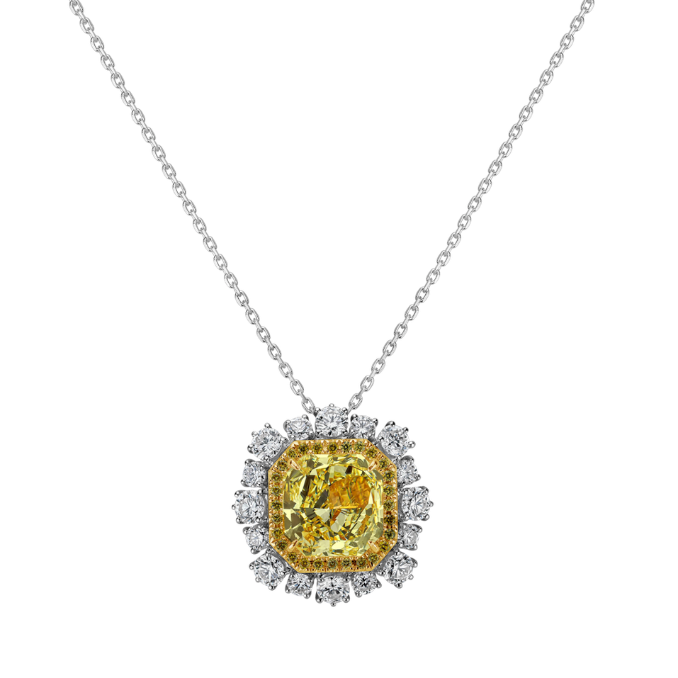 Ring with yellow and white diamonds Golden Sun