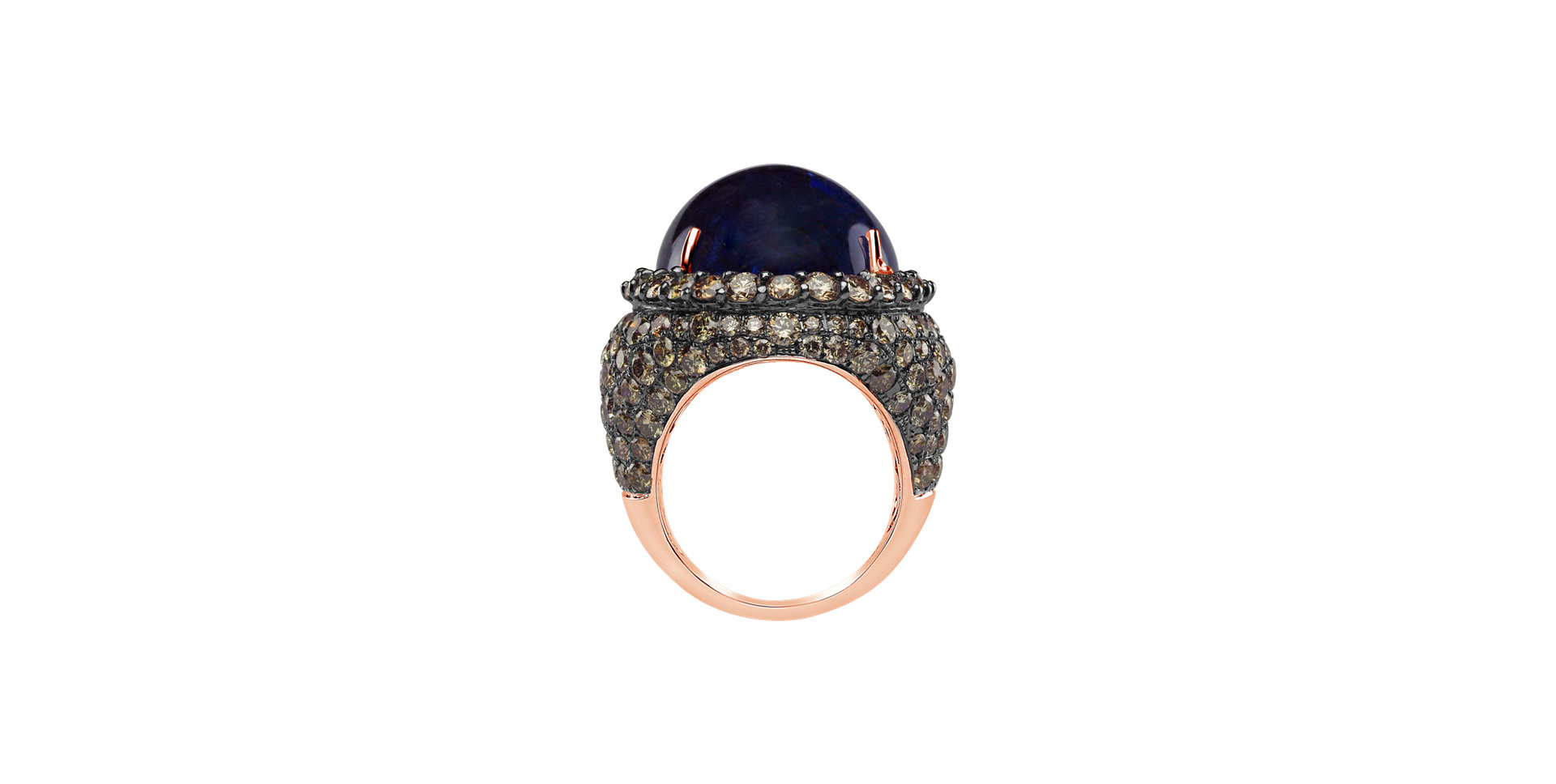 Ring with Tanzanite and brown diamonds Blue Eye