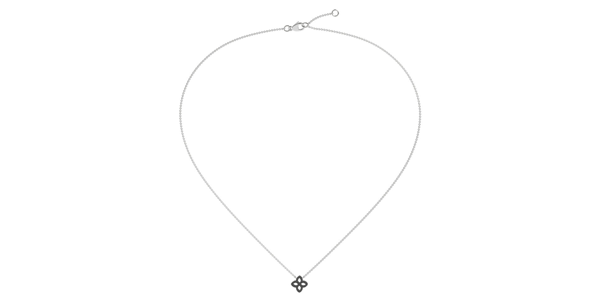 Necklace with black and white diamonds Glamorous Petals