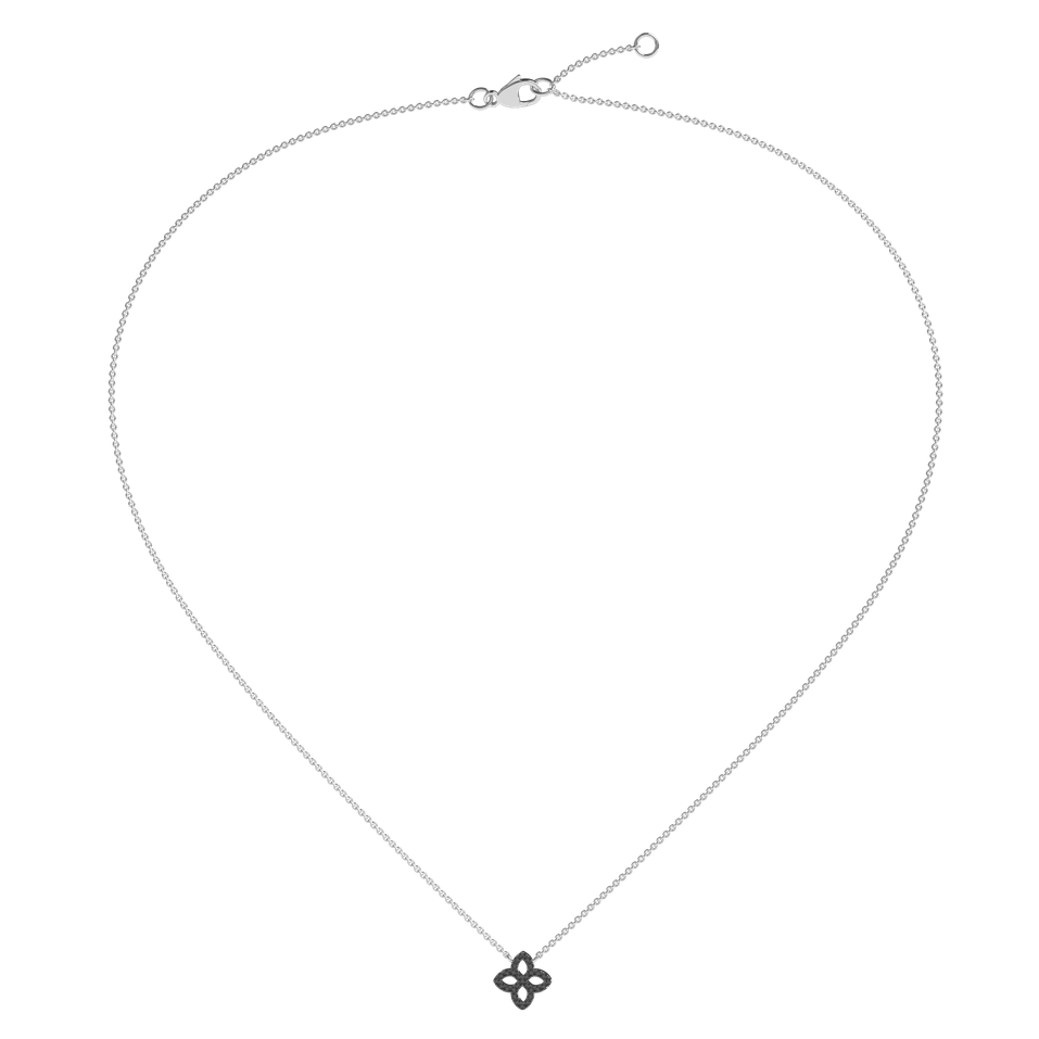 Necklace with black and white diamonds Glamorous Petals