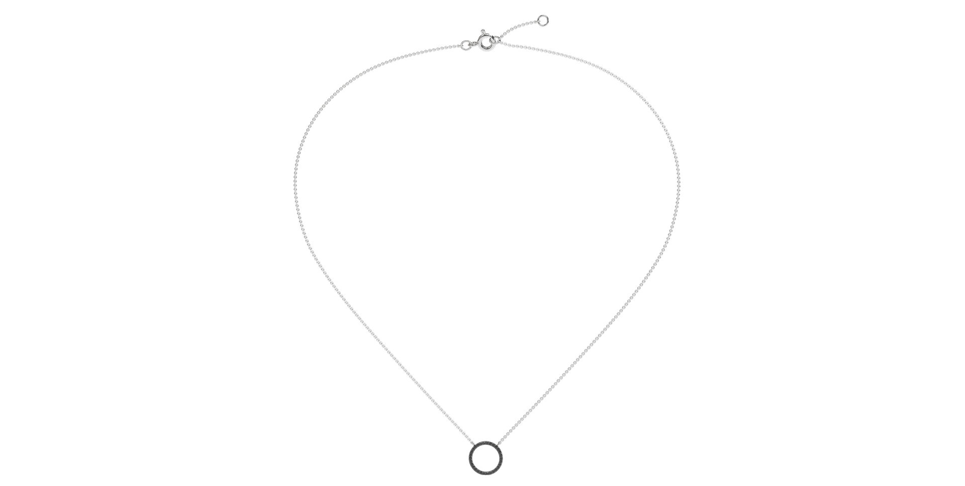 Necklace with black and white diamonds Little Circle