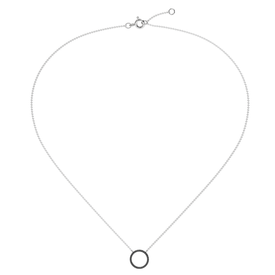 Necklace with black and white diamonds Little Circle