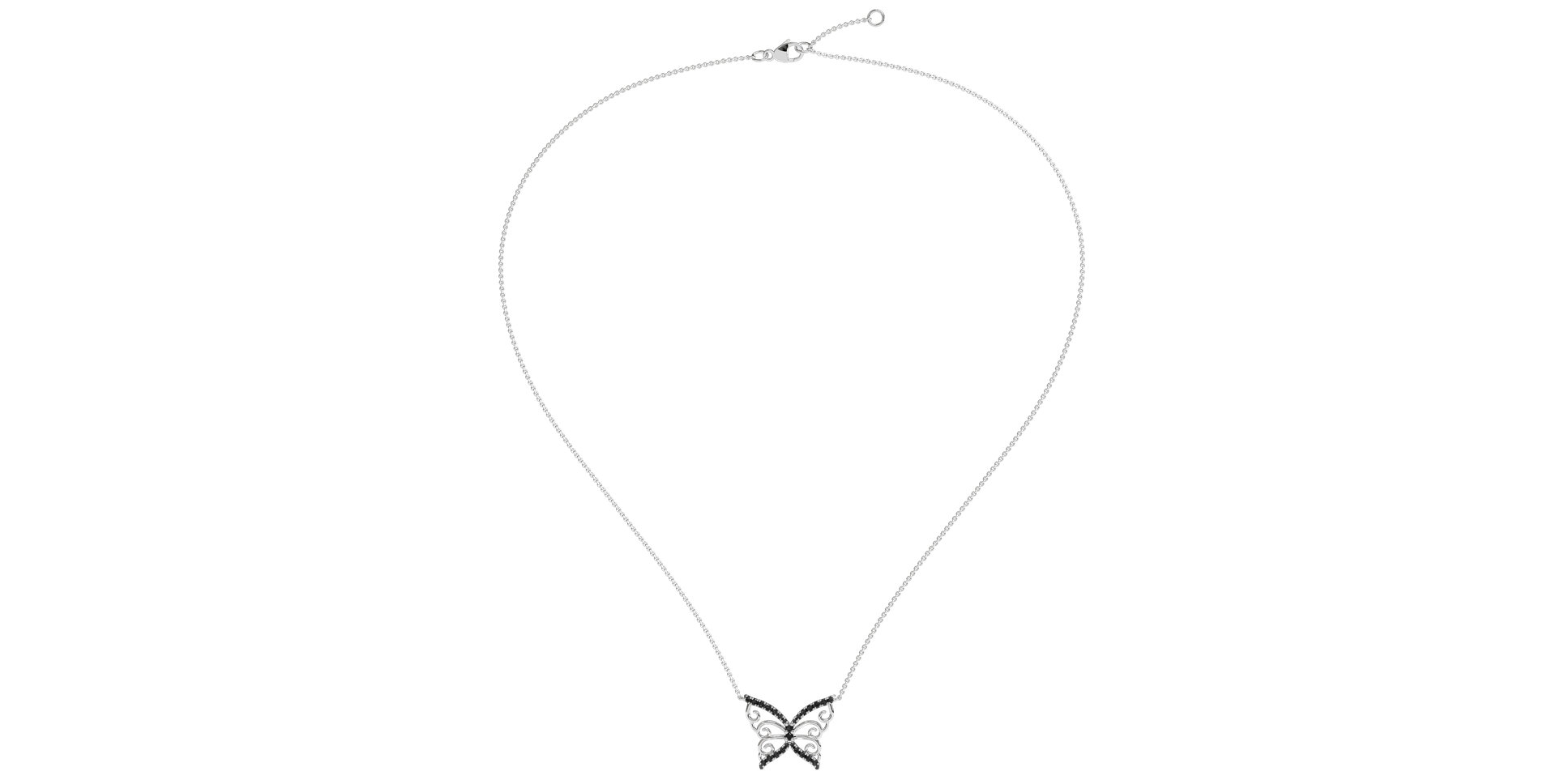 Necklace with black and white diamonds Butterfly
