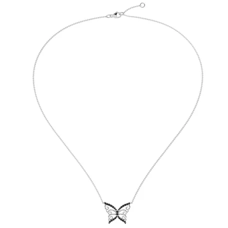 Necklace with black and white diamonds Butterfly