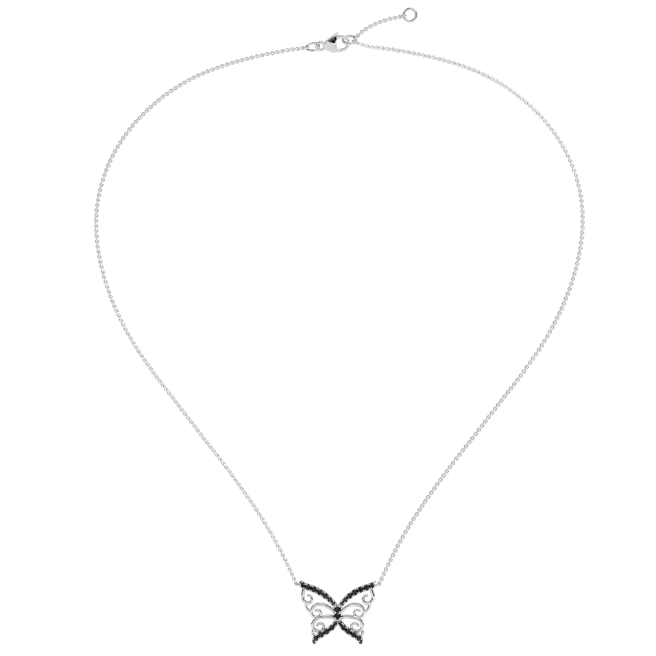 Necklace with black and white diamonds Butterfly