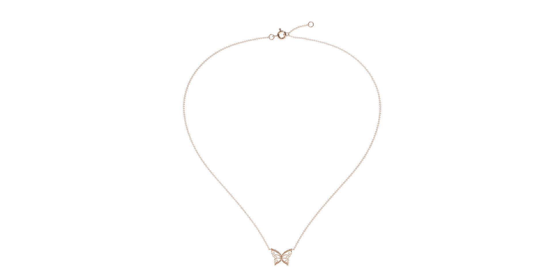 Necklace with brown and white diamonds Shiny Butterfly