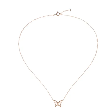 Necklace with brown and white diamonds Shiny Butterfly