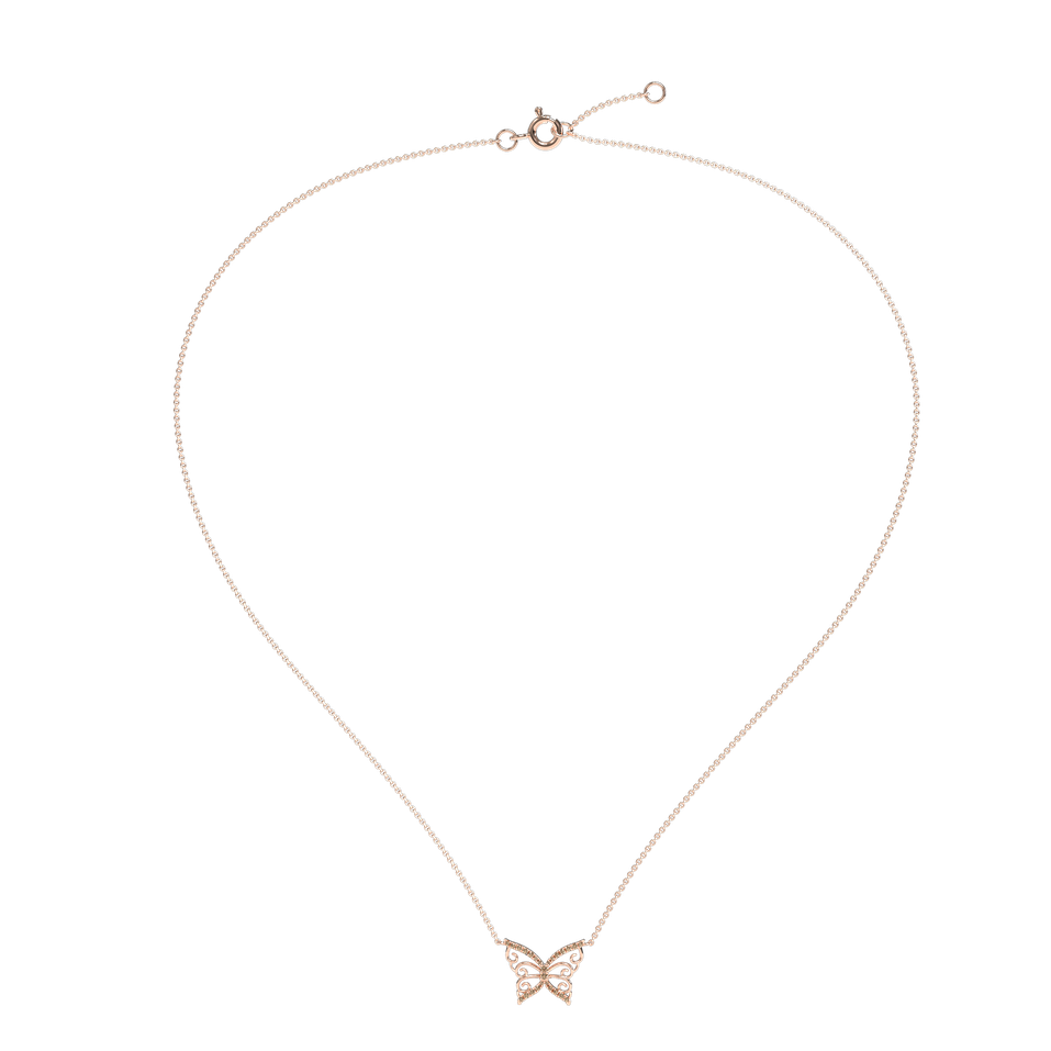 Necklace with brown and white diamonds Shiny Butterfly