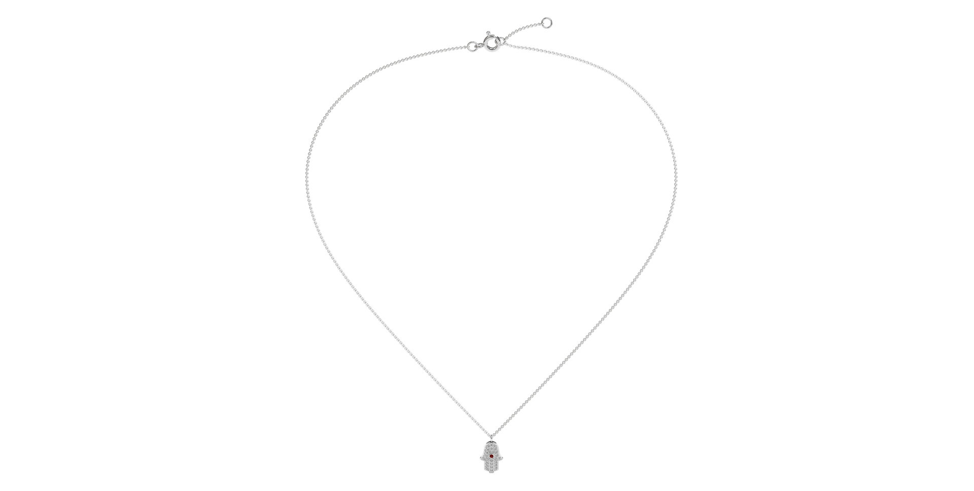 Diamond necklace with Ruby Hamsa