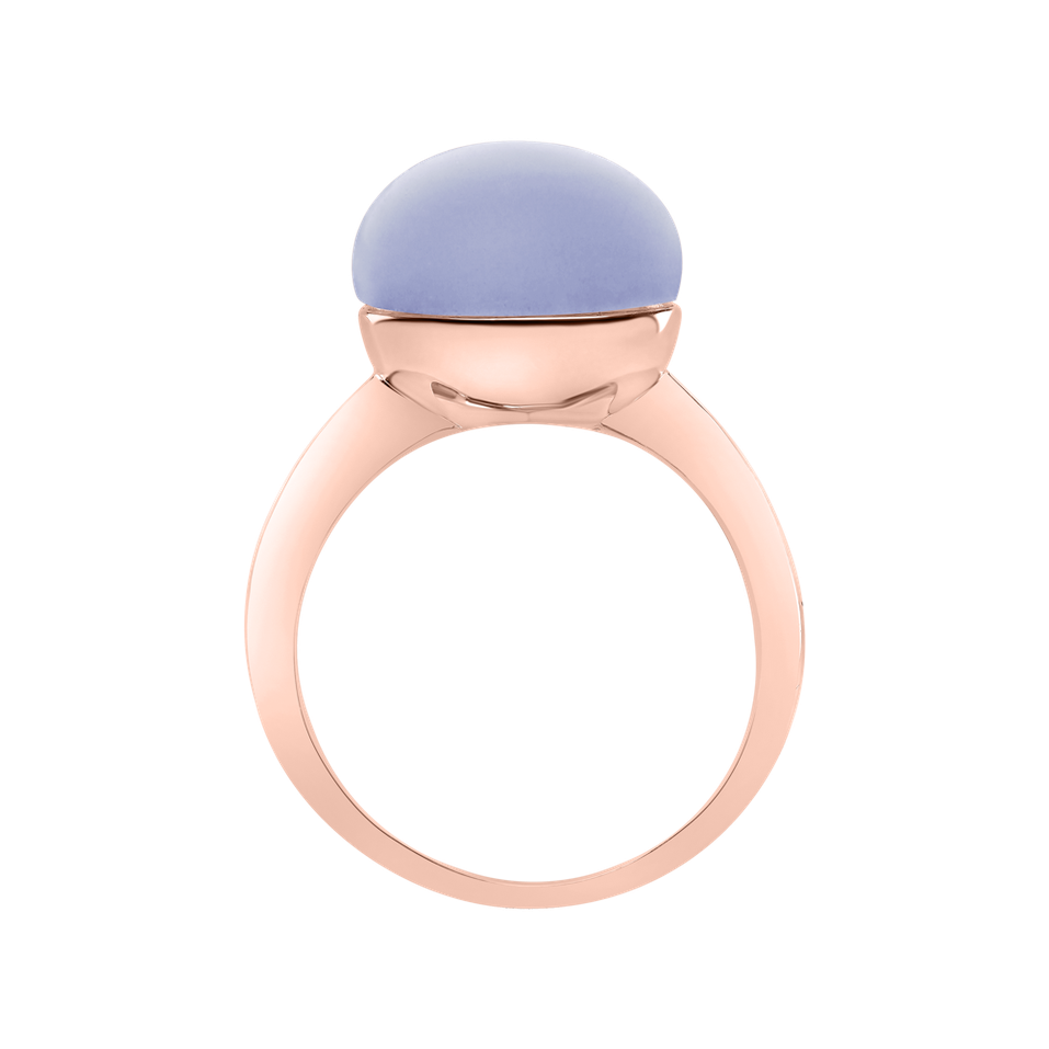 Ring with Blue Chalcedony Round Bonbon
