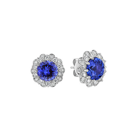 Diamond earrings with Tanzanite Princess Bloom