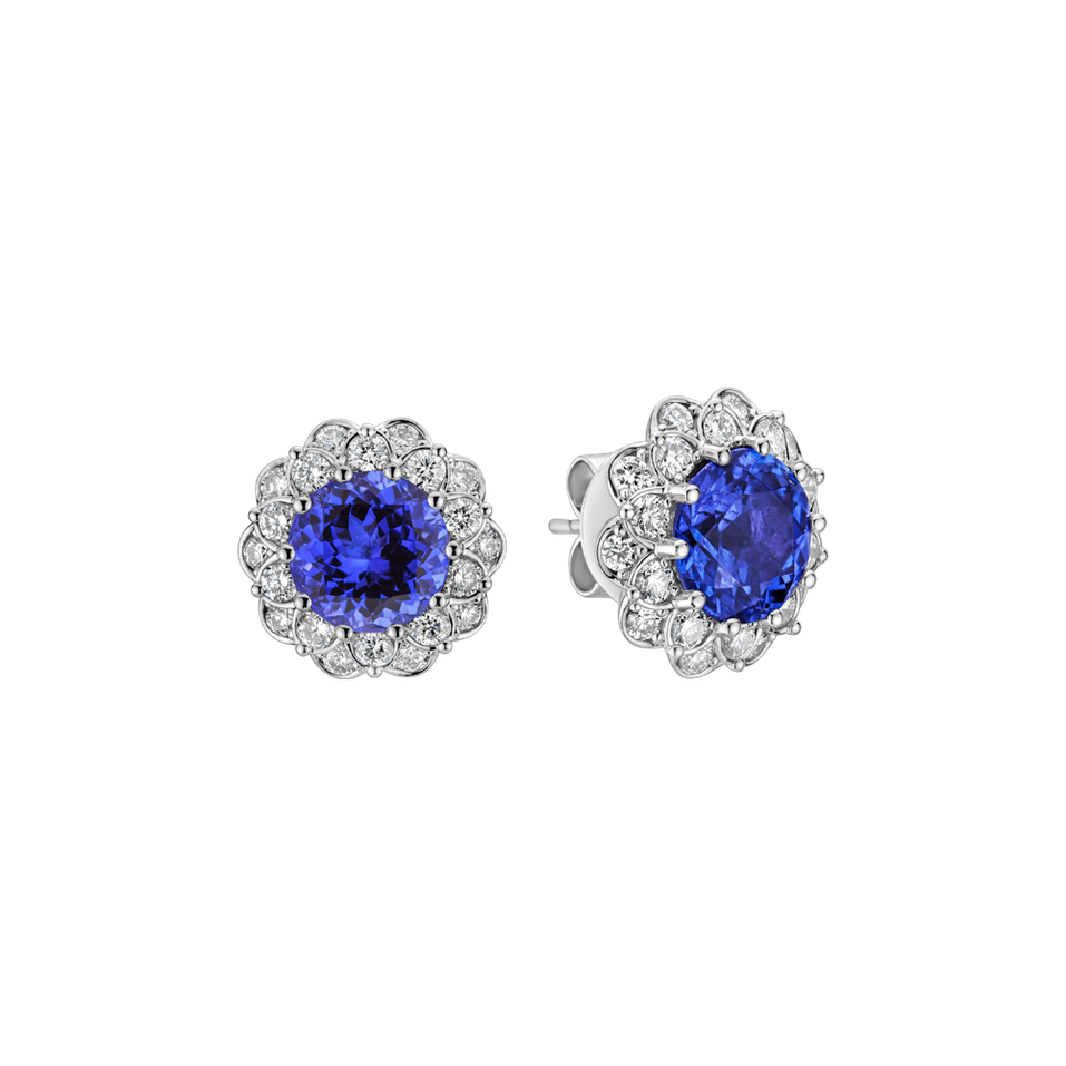 Diamond earrings with Tanzanite Princess Bloom