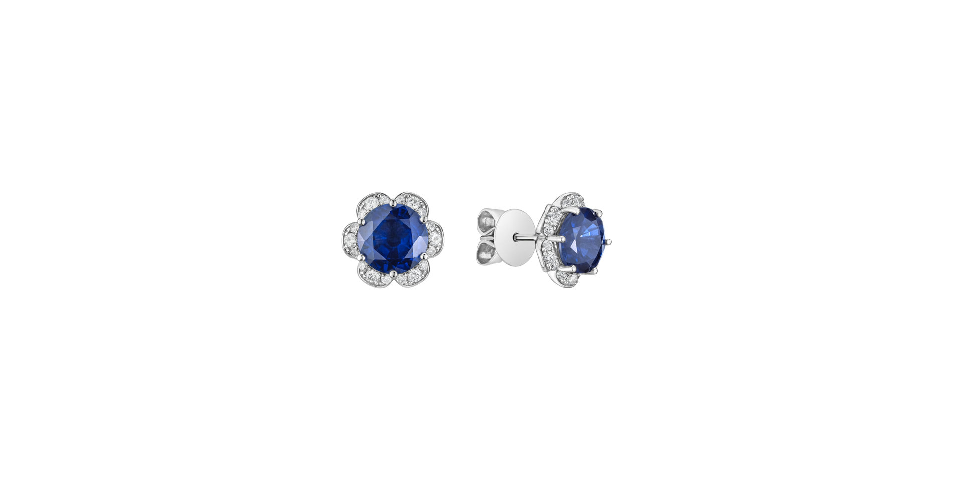 Diamond earrings with Sapphire Deep Blossoms