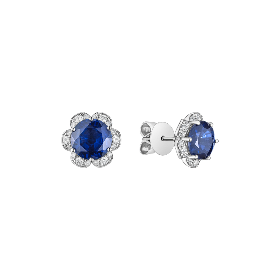 Diamond earrings with Sapphire Deep Blossoms