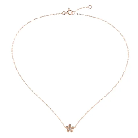 Necklace with brown and white diamonds Flower