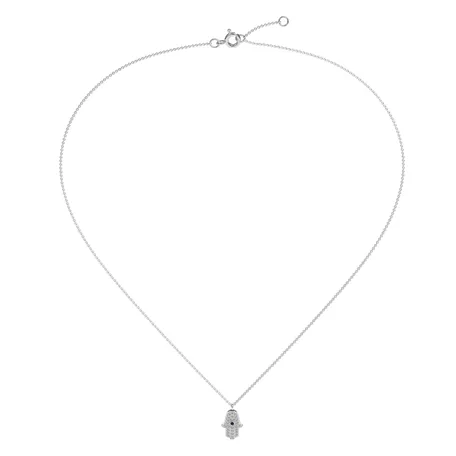 Diamond necklace with Sapphire Hamsa