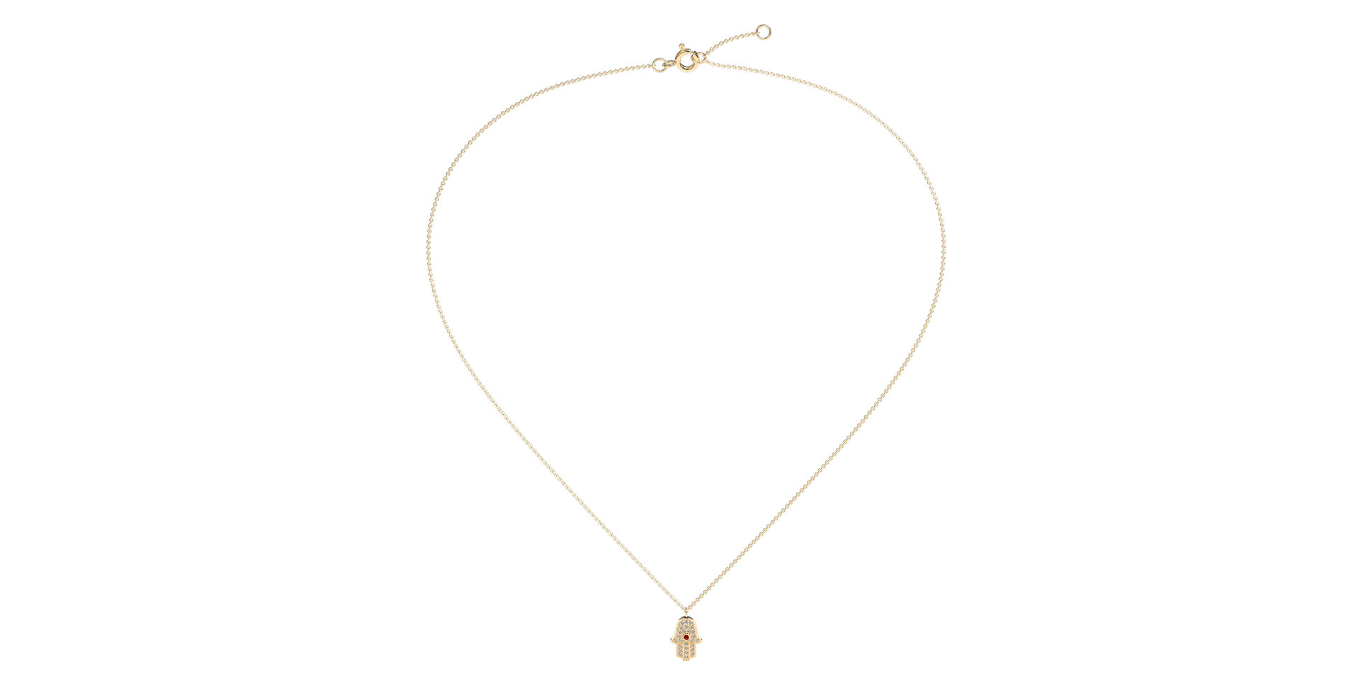 Diamond necklace with Ruby Hamsa