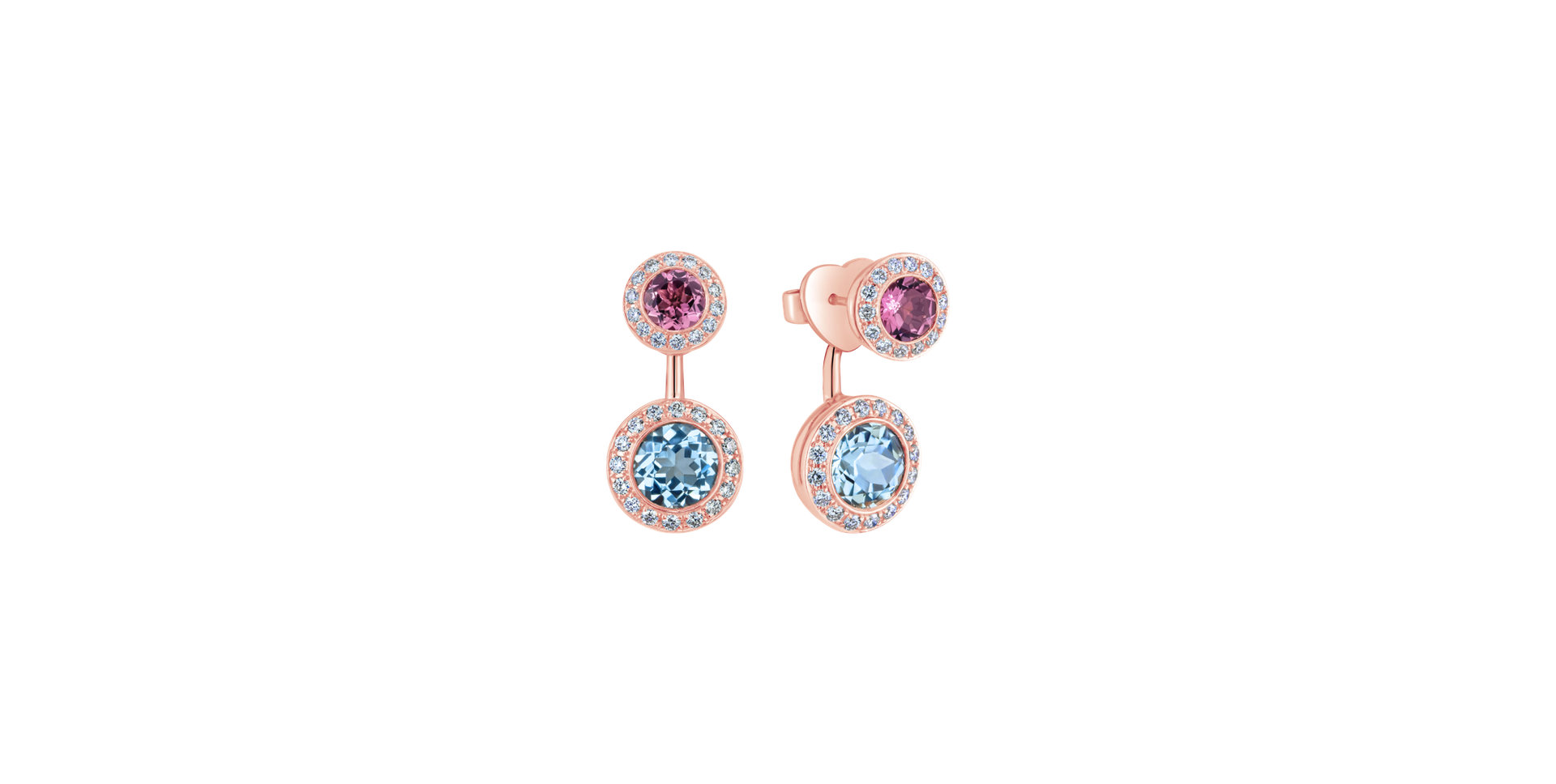 Diamond earrings with Aquamarine and Tourmaline Alchemy Labyrinth