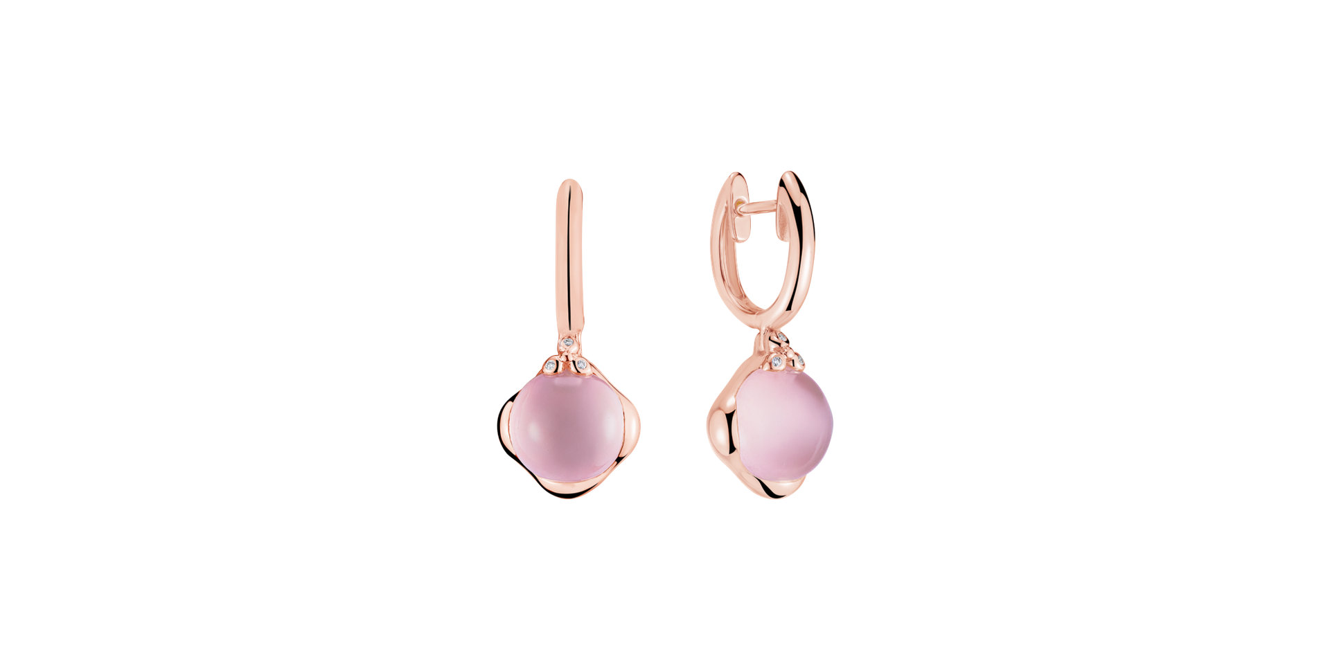 Diamond earrings with Rose Quartz Rising Andromeda
