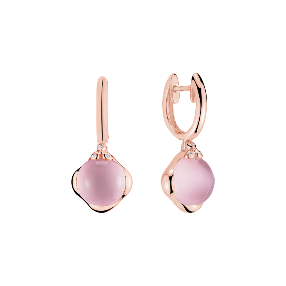 Diamond earrings with Rose Quartz Rising Andromeda