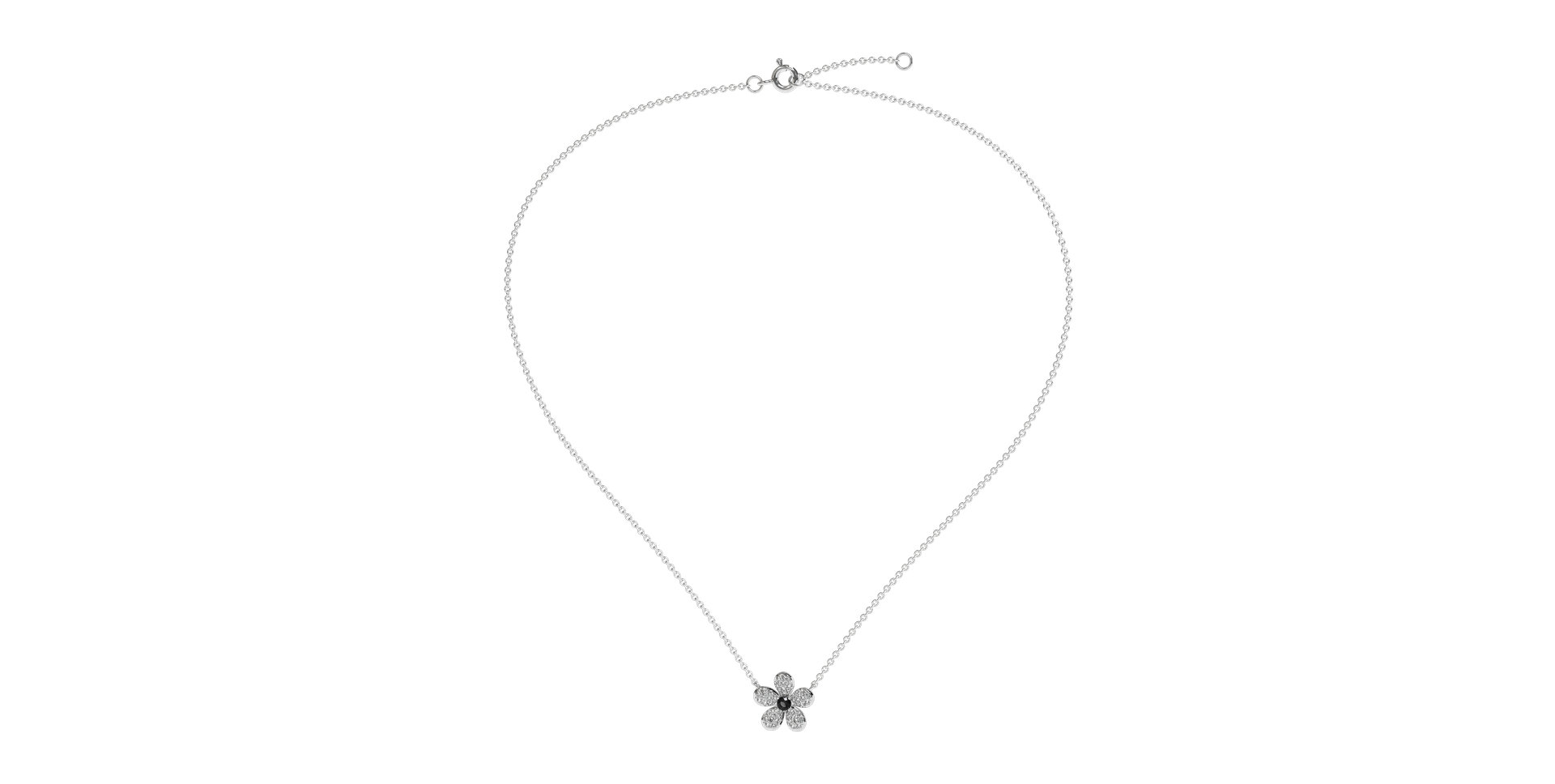 Necklace with black and white diamonds Flower