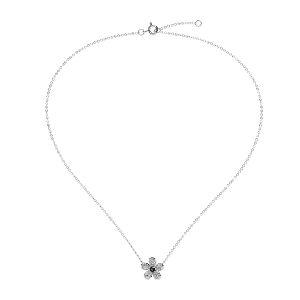 Necklace with black and white diamonds Flower