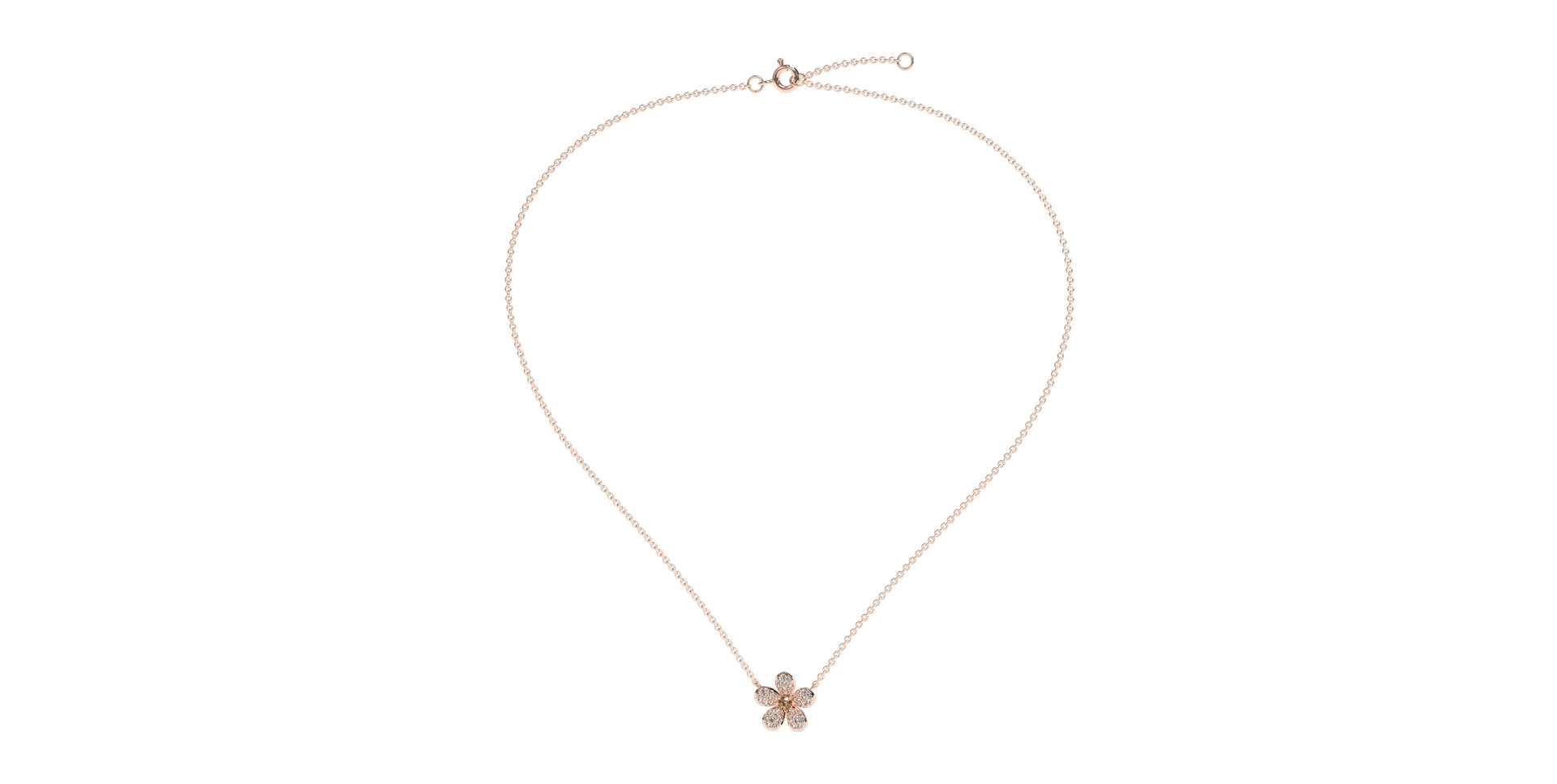 Necklace with brown and white diamonds Flower