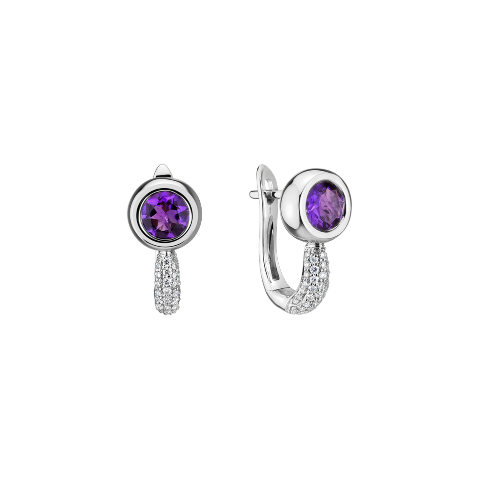 Diamond earrings with Amethyst Starshine Essence