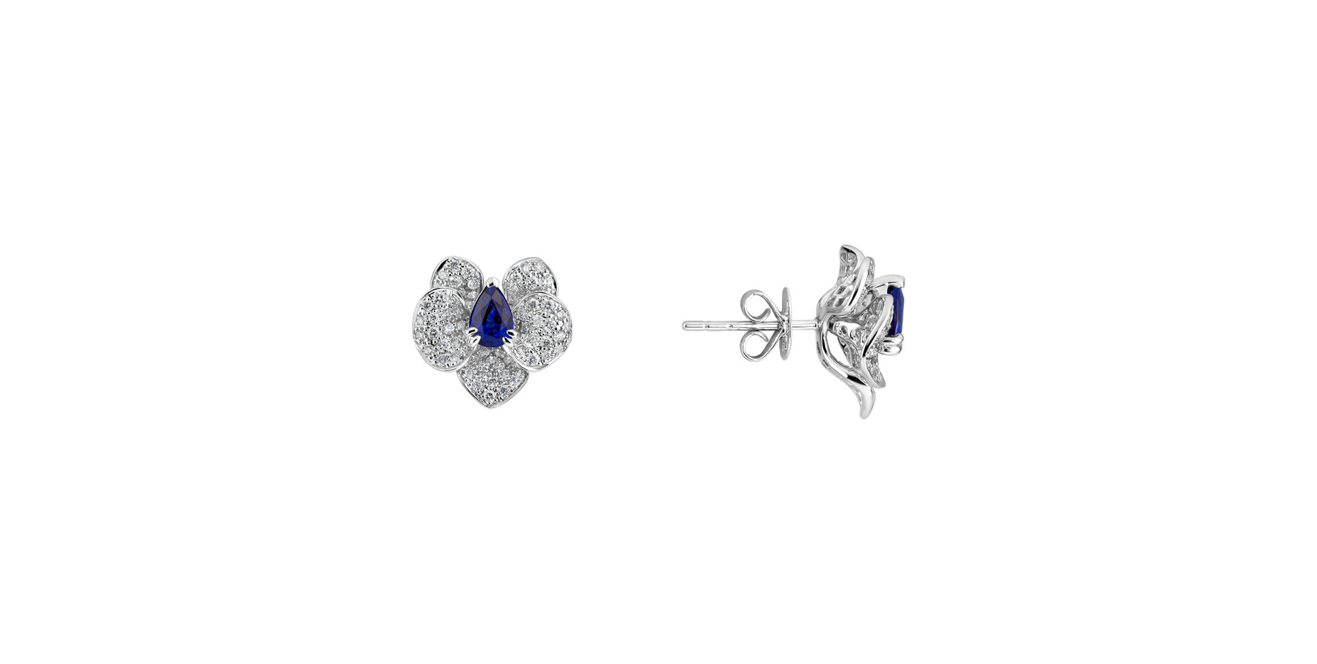 Diamond earrings with Sapphire Sapphire Orchid