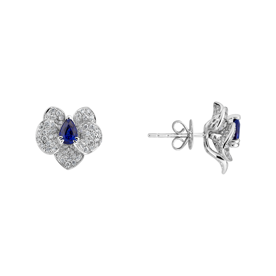 Diamond earrings with Sapphire Sapphire Orchid
