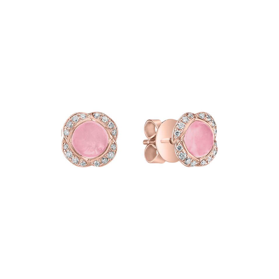 Diamond earrings with Rose Quartz Pink Candy