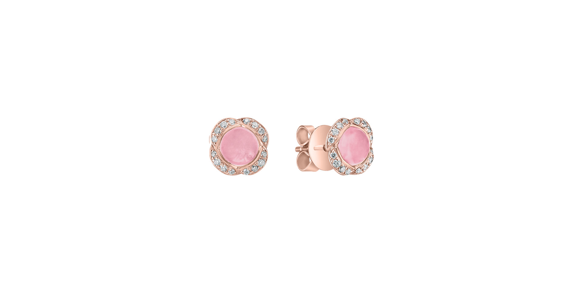 Diamond earrings with Rose quartz Genevieve